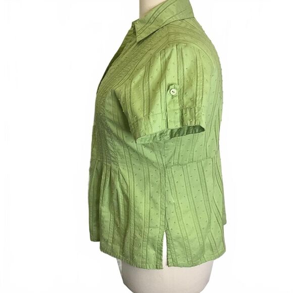 Coldwater Creek Women's Size 1X Plus Pale Green Shirt Sleeve Button Down Top - Picture 7 of 12